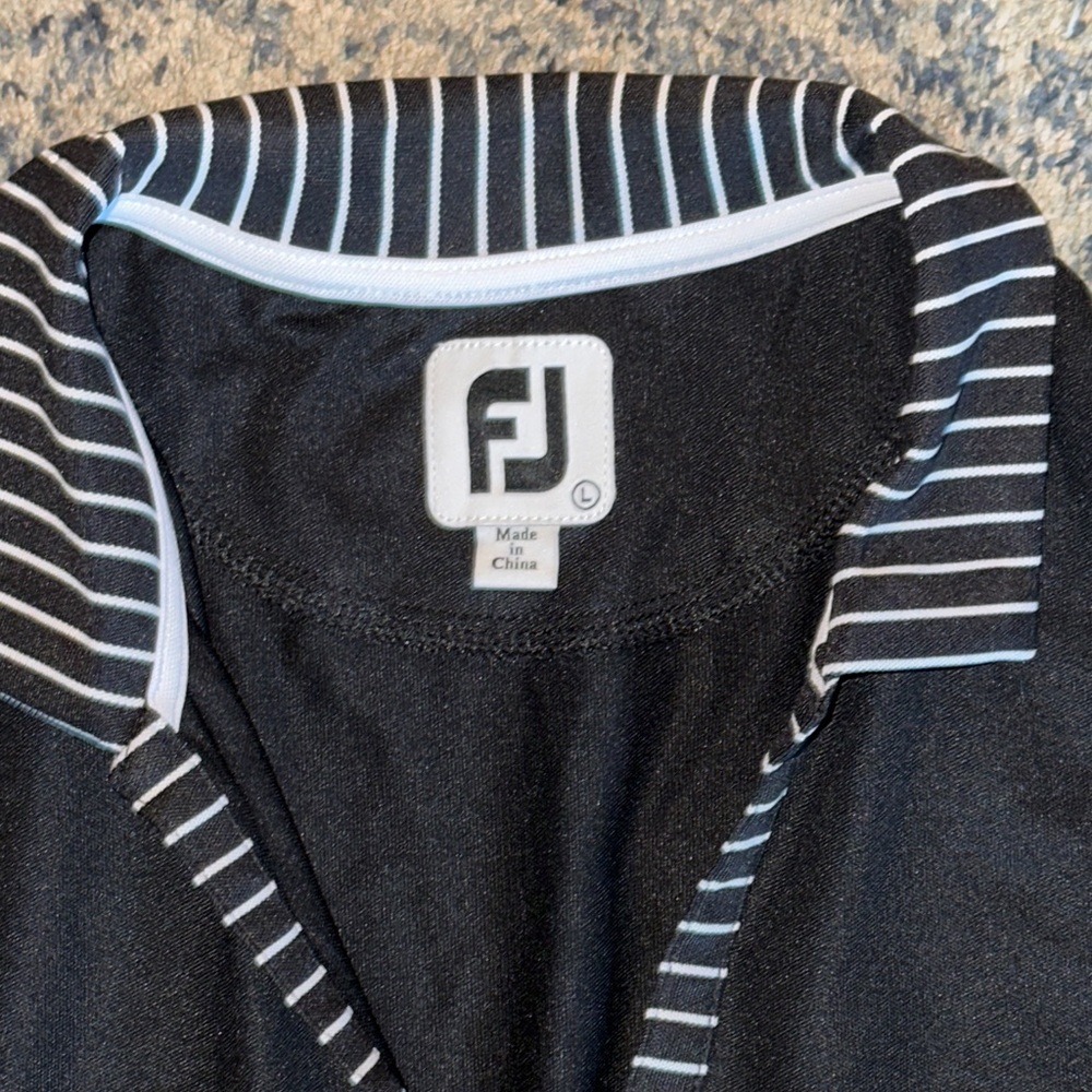 FootJoy Women's Black Sleeveless Tank with Striped Trim - Picture 2 of 2
